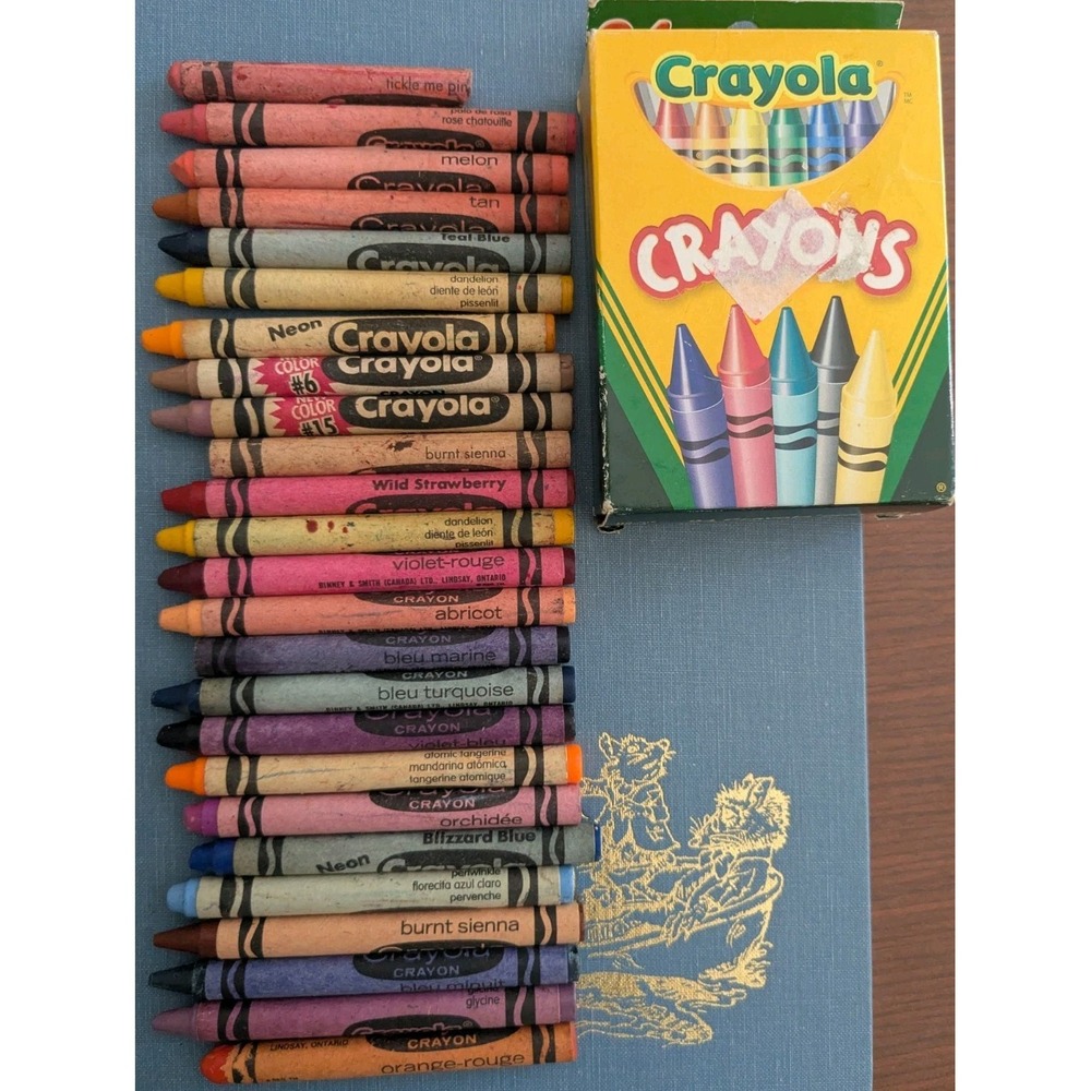 Vintage Crayola 49 Crayon Lot Retired Colors Dandelion Neon Tickle Me Pink